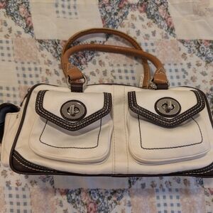 Stylish Cream and Brown Women's Bag